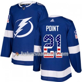 Miesten NHL Tampa Bay Lightning Pelipaita Brayden Point 21 Adidas 2017-2018 Blue USA Flag Fashion Authentic
